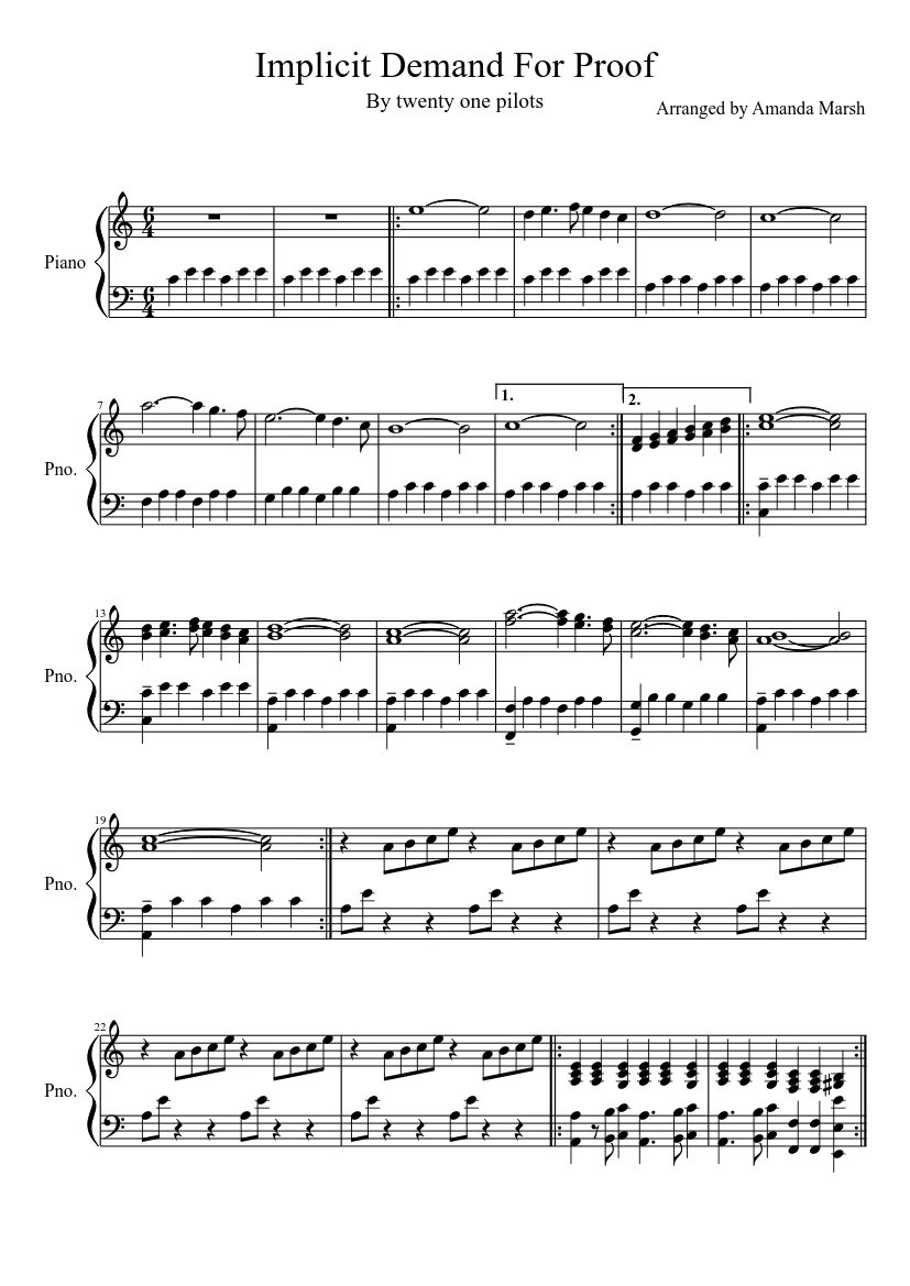 Implicit demand for Proof Ноты. Twenty one Pilots Ноты. Implicit demand for Proof twenty one Pilots. Aviators Ноты для фортепиано. Камон нот 20