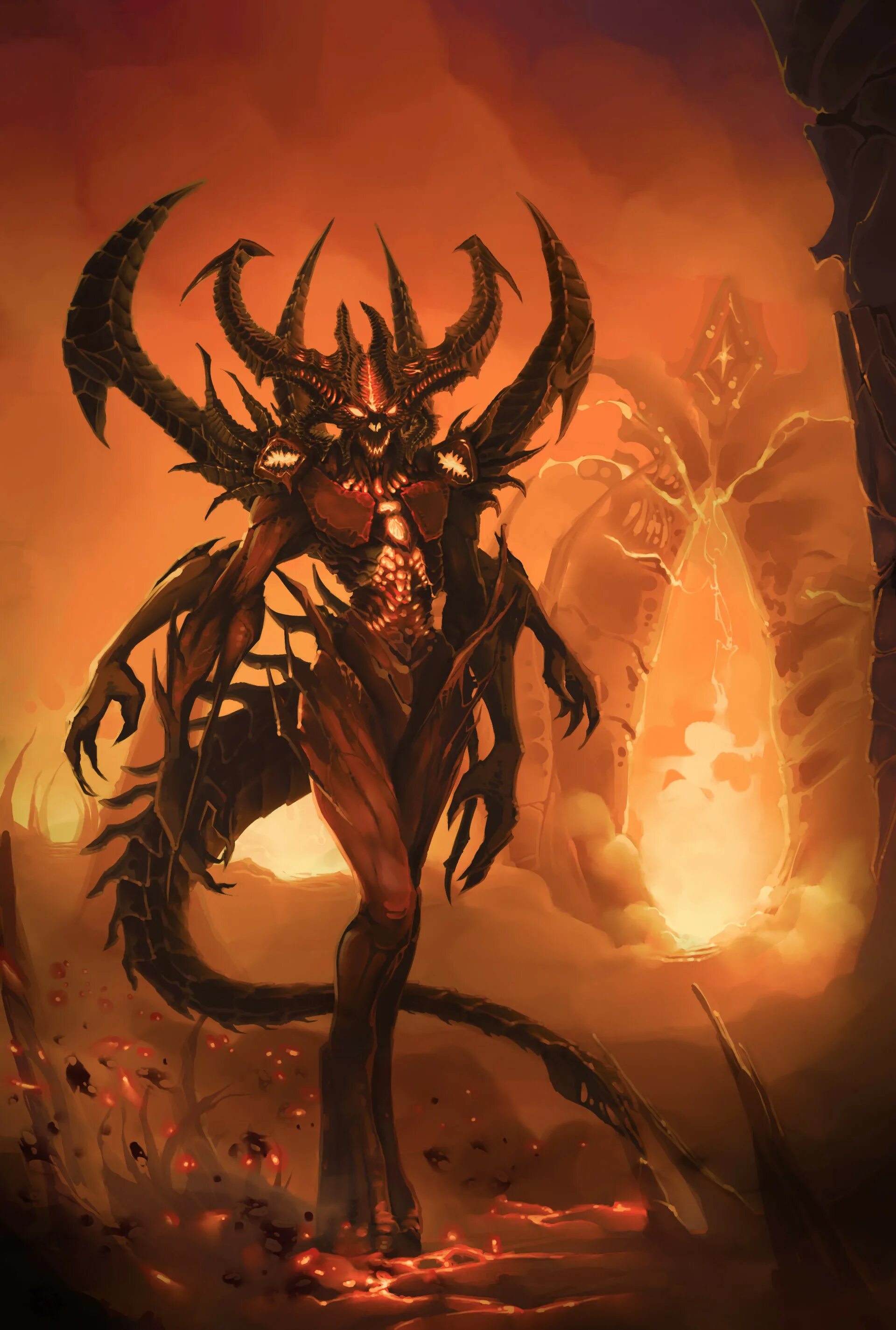 Дьябло демон арт. Гиблые поля diablo 3. Diablo 3 демоны. Духи диабло. Дехака дьябло 3.