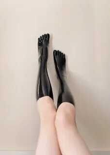 Socks Latex long, latex toed socks, 0.4mm, latex five finger socks - ...