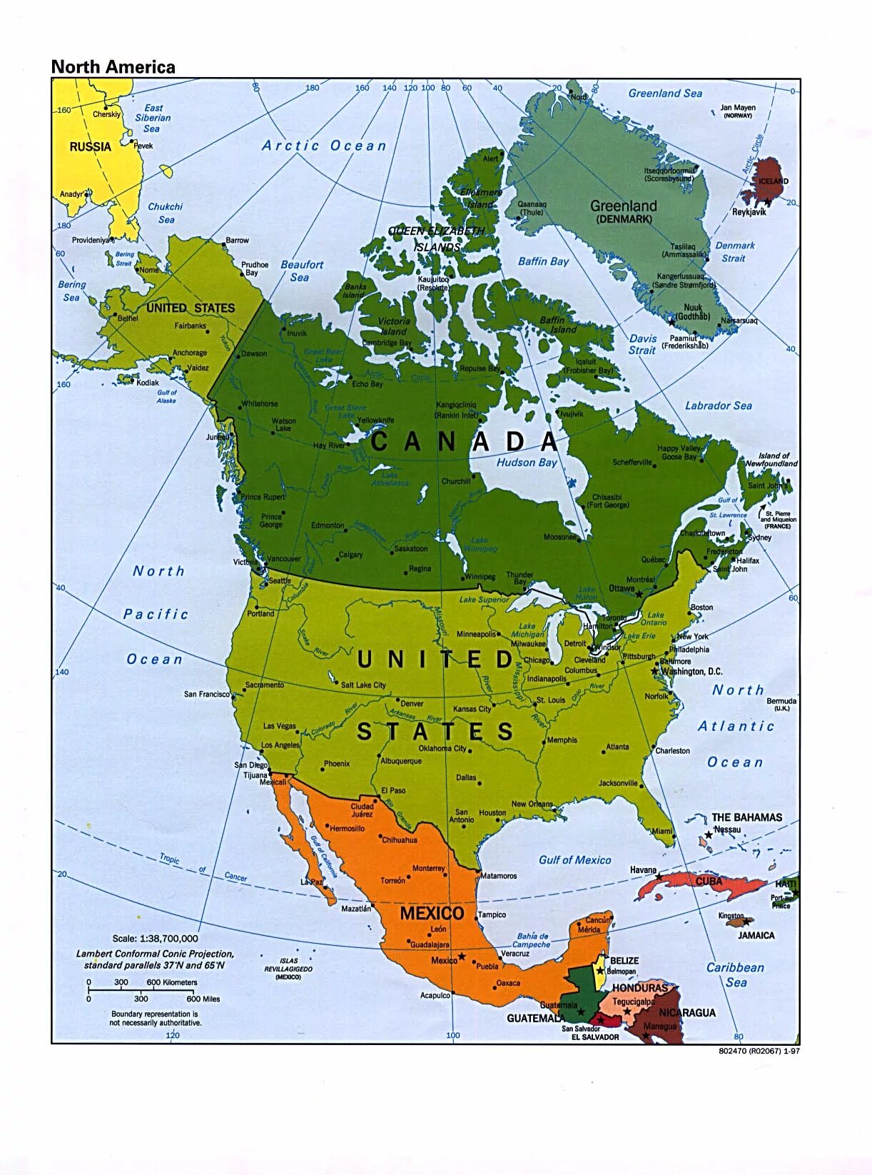 Страны США на карте Северной Америки.