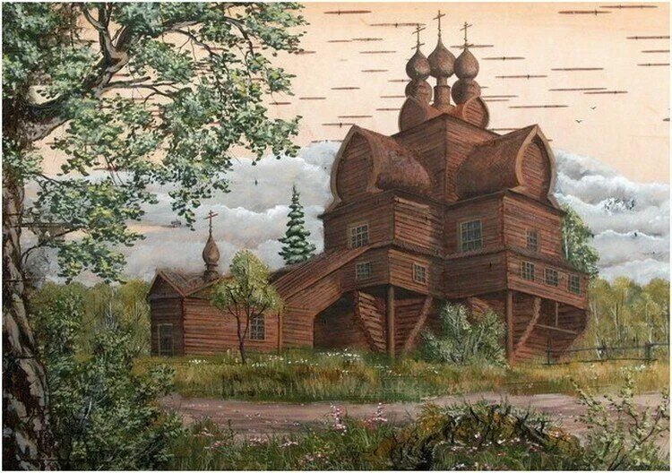 Деревянные церкви в живописи. Храмовая архитектура древней руси. К. Художник александр салтовский акварель суздаль. 4 зодчество живопись.