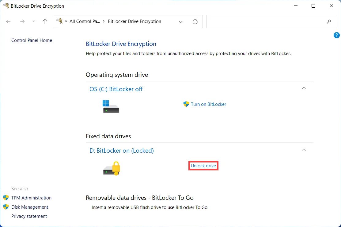 windows 10 - How to diagnose and fix Starting Bitlocker "Access Denied" message?