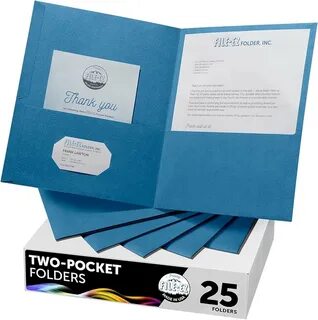FILE-EZ Two-Pocket Folders, Light Blue, 25-Pack, Textured Paper, Letter Siz...