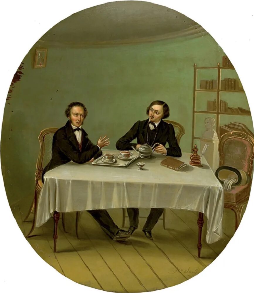 Гоголь пушкин жуковский. «пушкин и гоголь» (художник николай алексеев). гоголь пушкин и жуковский. гоголь николай васильевич и пушкин. художник сыромянский николай михайлович.