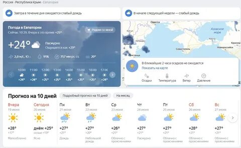 Погода в евпатории в июле