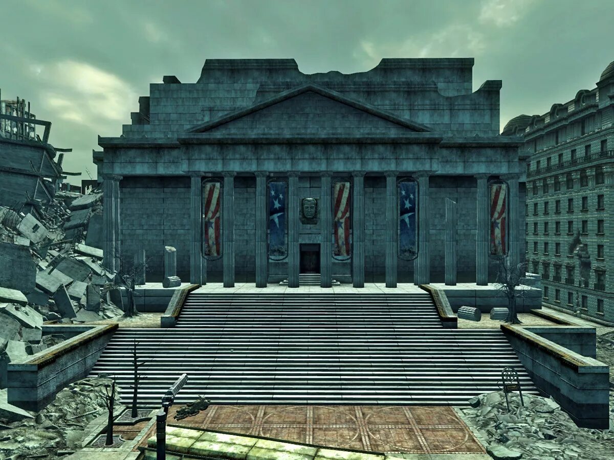 Archive 3. Мемориал Линкольна Fallout 3. Фоллаут 3 национальный архив. Национальные архивы Fallout 3. Фоллаут 3 здания.