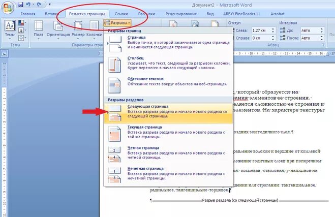 Как поставить разрыв. Разрыв разделов в Word. Разрыв страницы в Word. Разрыв страницы в Ворде. Разрыв разделов в Ворде.