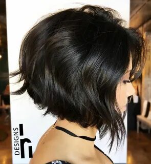 Brunette Wavy Angled Bob Короткие Кудрявые Стрижки, Короткие Стрижки, Curly...