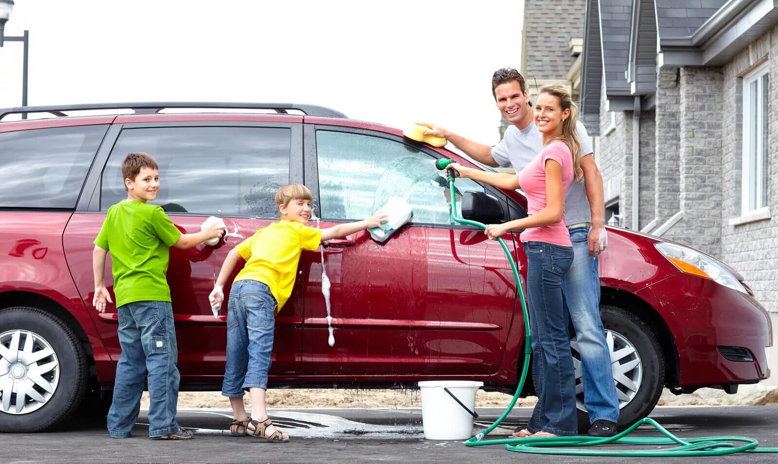 The car is being washed
