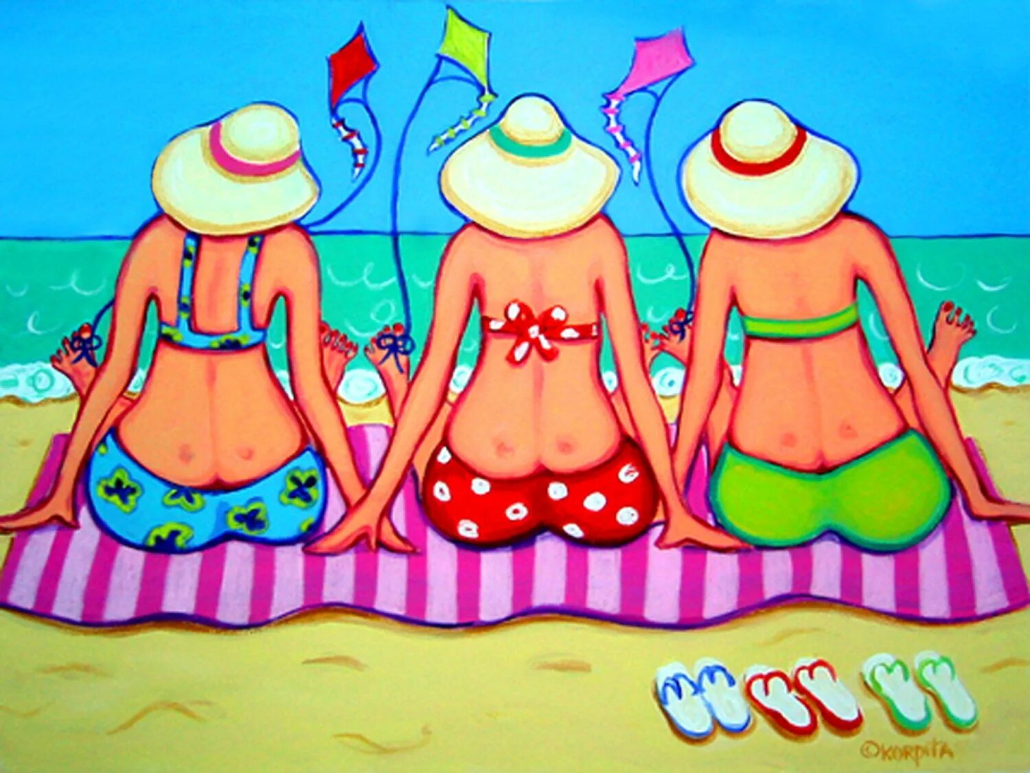Уехали на юг три подружки. Пляж рисунок. Подруги на пляже. Мультяшные девочки на море. Пляжные рисунки.