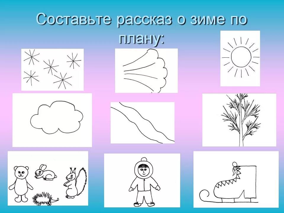 Картинно. Схема рассказа о зиме. План составления рассказа о зиме. Схема рассказа о зиме в подготовительной группе. Сотавление рассказа " зима".