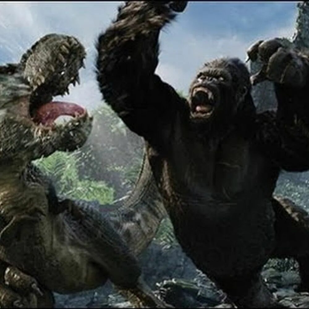 Кинг конг против динозавров. Кинг Конг. Кинг Конг против тиранозавра. Тираннозавр Кинг Конг 2005.