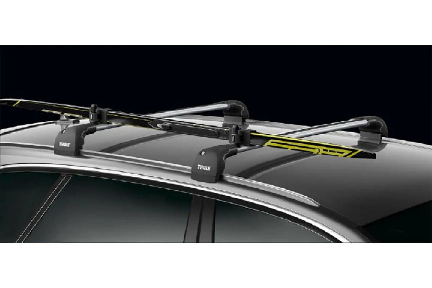 Крепится на крышу автомобиля. Thule SKICLICK 7291. Крепление для лыж Thule SKICLICK 7291. Крепление для лыж на крышу автомобиля Thule. Thule комплектующие к багажнику для крыши 9512.