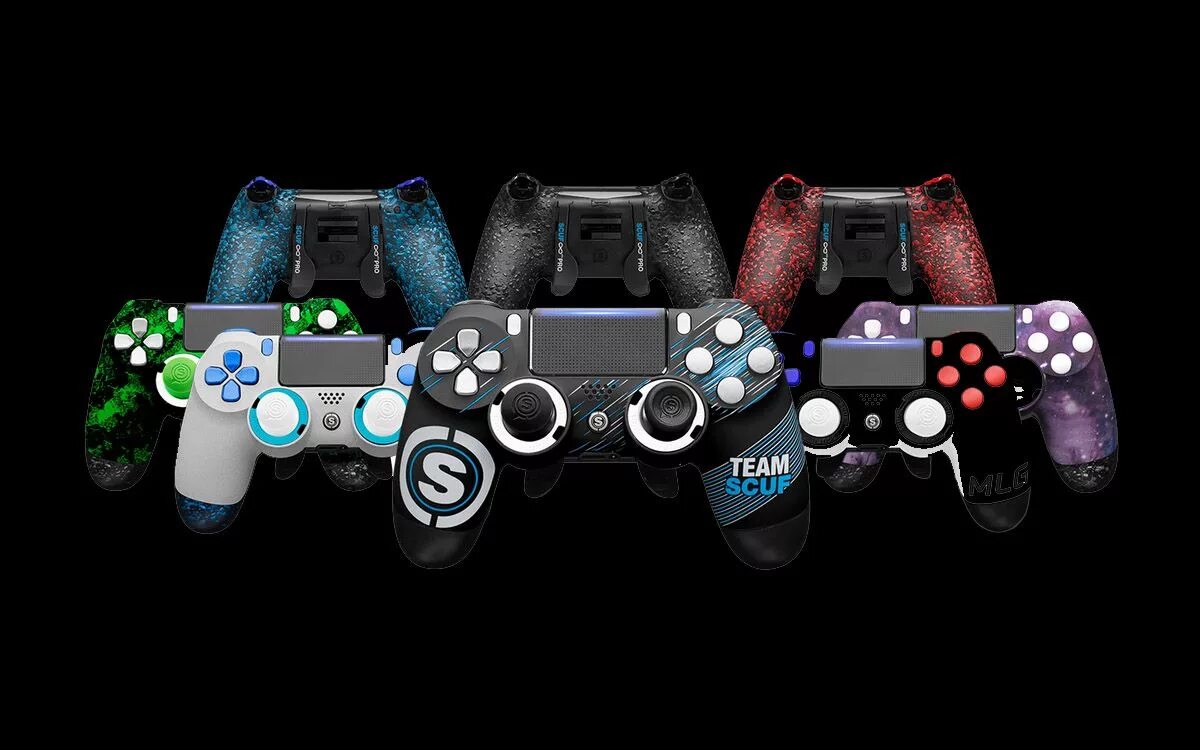 Звуки джойстика ps4. Scuf Impact. Пс4 геймпад Bluecam. Джойстик от пс4 подсветка. Фон джойстик пс4.