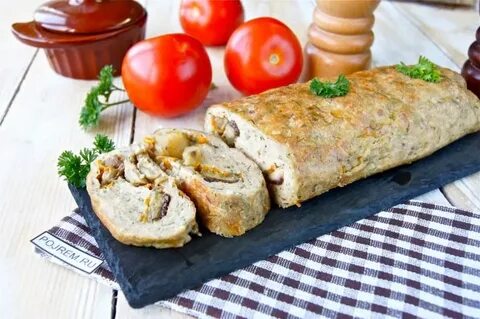 Рулет из фарша с грибами рецепт