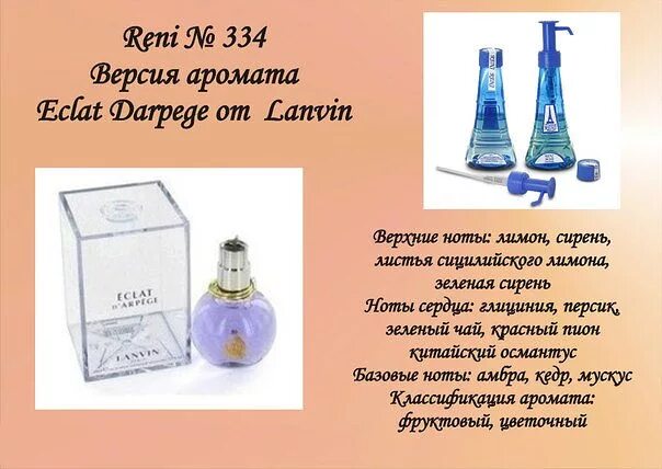 Рени 334. Reni 334 аромат направления Eclat d Arpege (Lanvin). Духи Рени эклат Ланвин. Reni наливная парфюмерия 334. Духи Reni эклат.