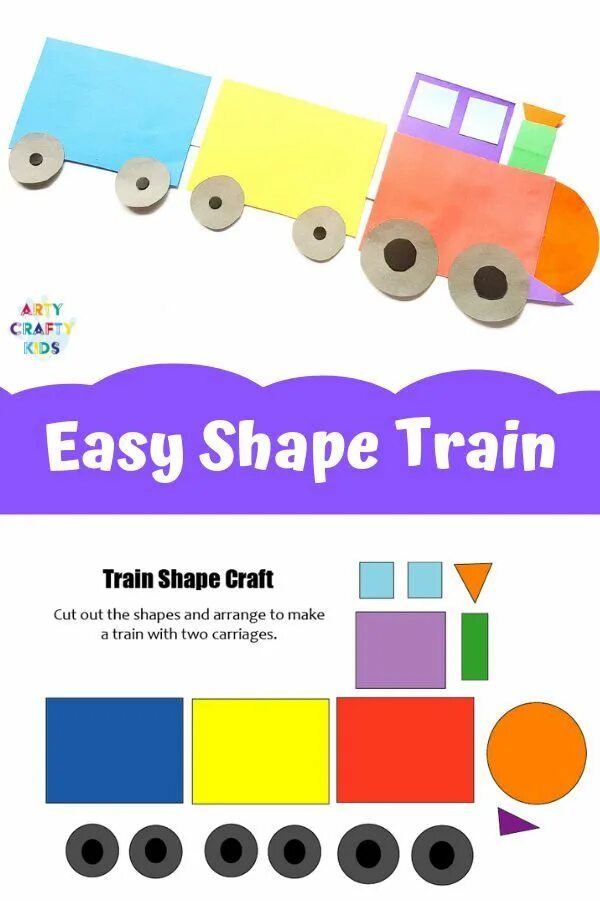 Train shape. Train craft for kids. trsin craft. craft train printable. shapes craft.