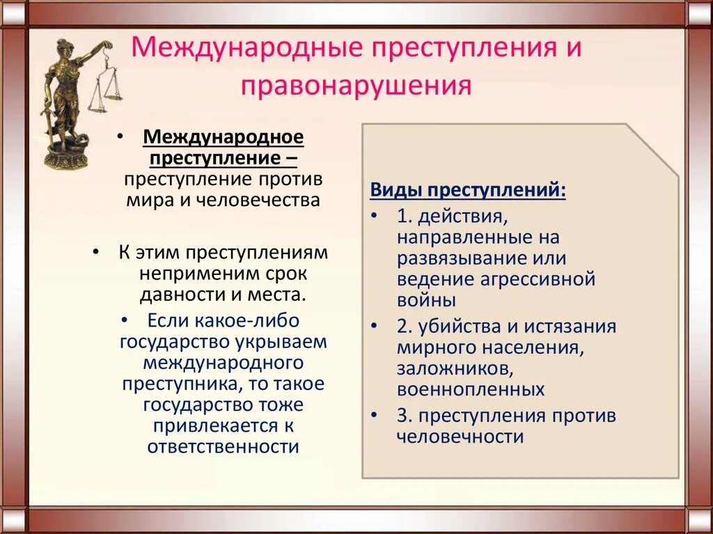 Ответственность международного правонарушения. Виды международных преступлений. Классификация международных преступлений и правонарушений.