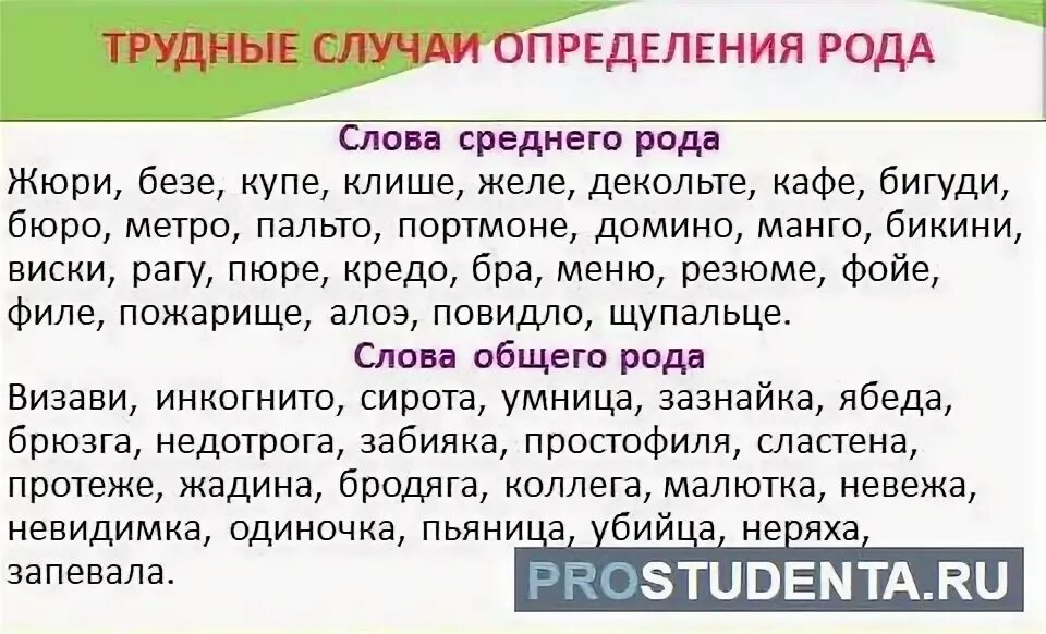 Род слова небо