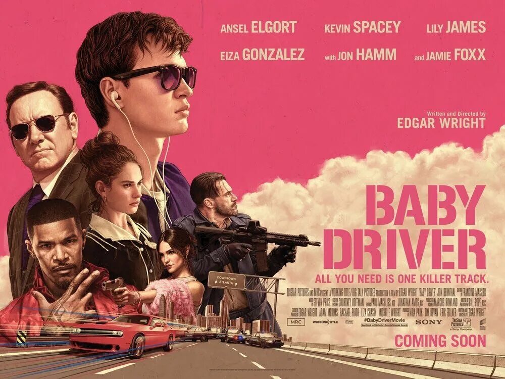 Baby Driver 2017 Постер. Малыш на драйве саундтрек