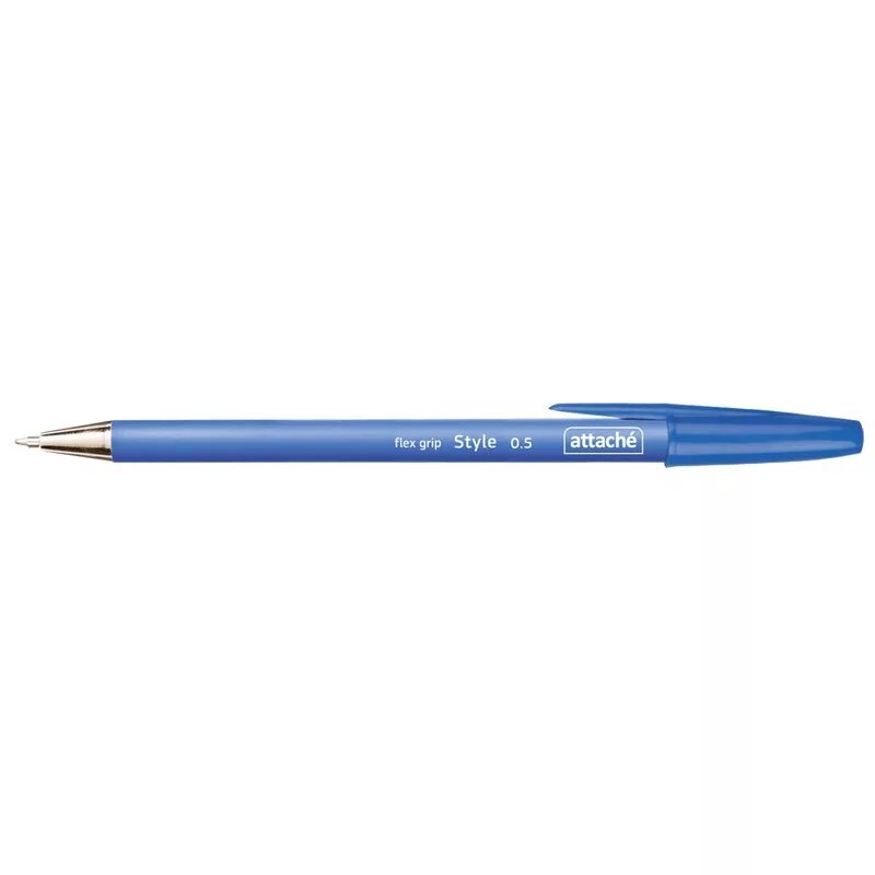 Ручка шариковая Attache Style 0,5 мм, синий ст., прорезин.корпус, синяя. Ручка шариковая Attache Style синяя. Ручка Attache Style 0.5. Ручка шариковая Attache Style 0,5 синяя 148055.