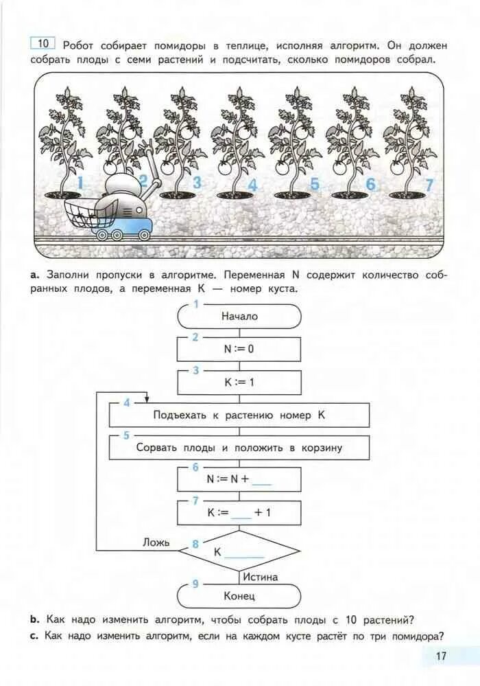 Заполни пропуски в алгоритме
