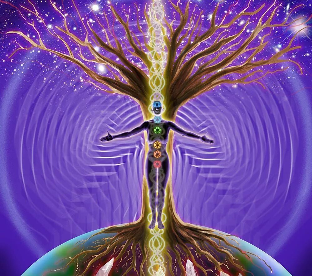 Потоки в жизни человека. Древо жизни ашваттха. Энергия человека. Дерево эзотерика. Человек в потоке энергии.