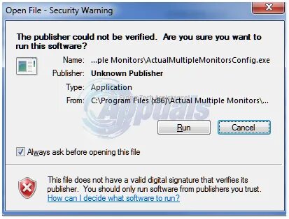 Security warning