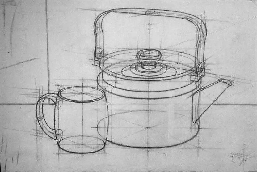 Изобразить предмет быта. Академический Строгановка линейно конструктивный натюрморт. Линейно конструктивный Академический рисунок. Линейно-конструктивные зарисовки предметов быта. Линейно конструктивное построение предметов.