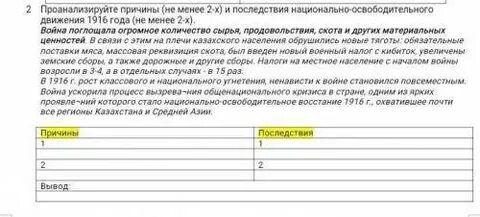 Причины национально освободительного движения 1916 года