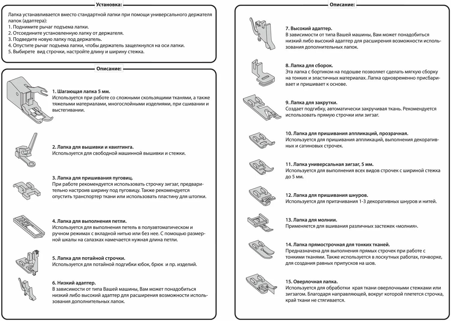 Какие лапки для швейной машины. Виды прижимных лапок для швейных машин. Лапки для швейных машин описание Назначение Джаноме. Лапки для швейной машинки Janome описание Назначение. Лапки для машинки швейной Назначение.