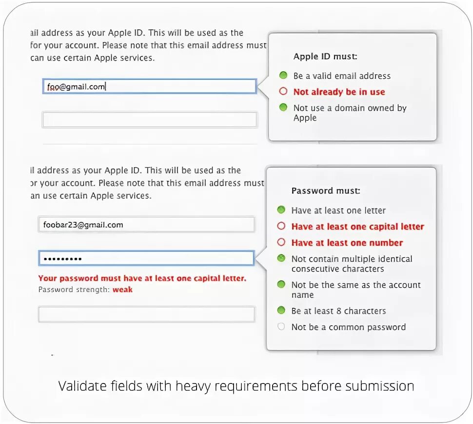 Email already used. Email validation UI. Email is already in use. Validation messages