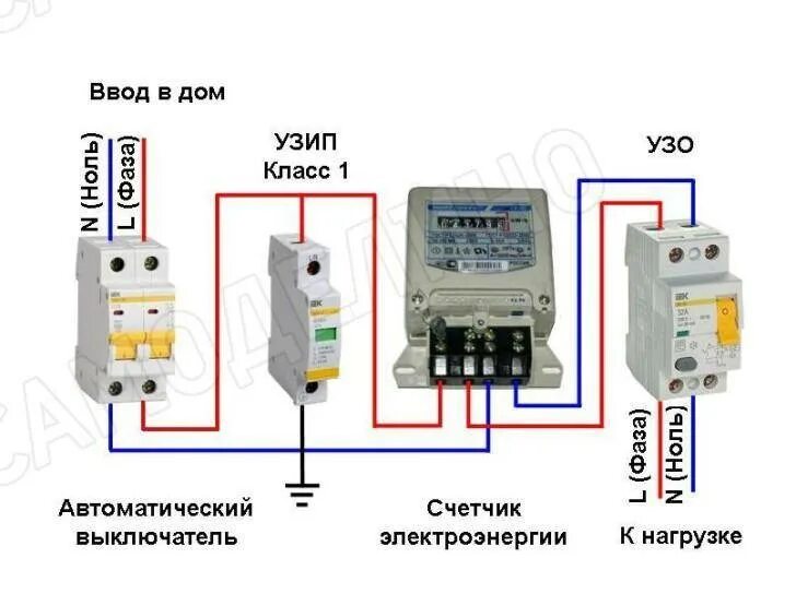 Подключение узип в однофазной сети