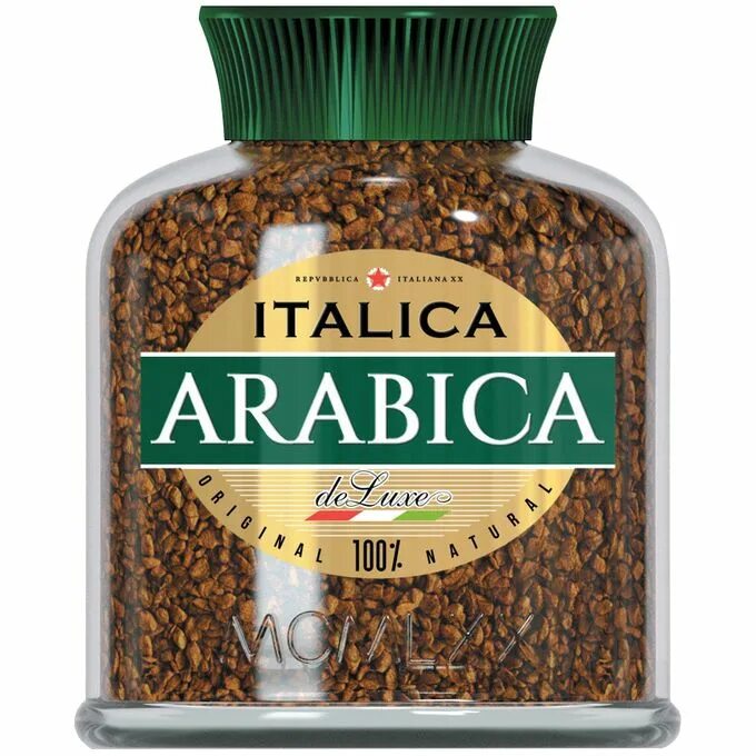 Кофе арабика банка. Кофе Italica Arabica 100гр. Кофе Italica, 100 г. Кофе Италика сублимированный. Кофе Italica de Luxe растворимый сублимированный, с/б 100 г..