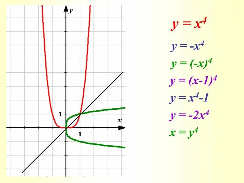 Запишите функции y 4x. График х в 4 степени. График функции х в 4 степени. Функция x4. Функция y x в 4 степени.