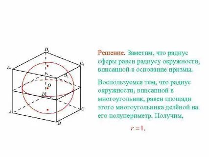 Радиус сферы в кубе
