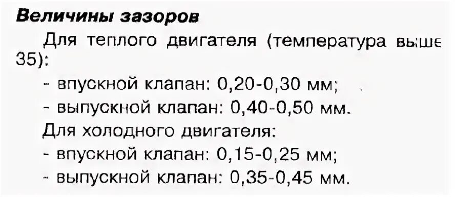 Регулировка клапанов т