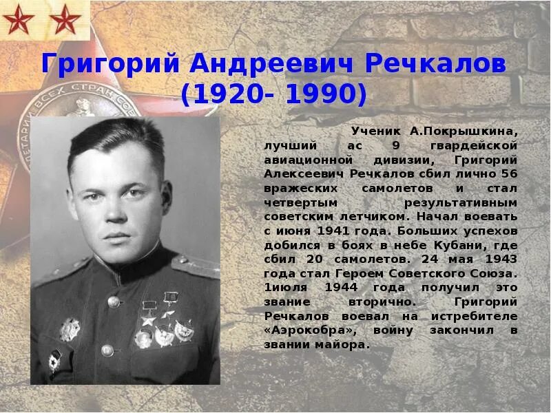 1920 1990. Речкалов летчик герой советского Союза.