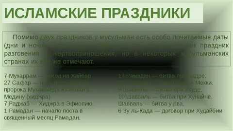 Какие праздники в исламе
