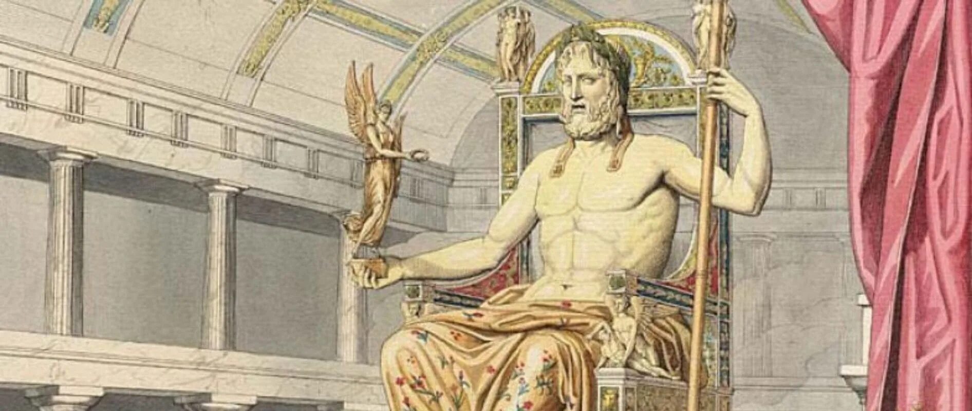 Статуя Зевса в Олимпии Греция. Статуя Зевса олимпийского Фидий. Статуя Зевса в Олимпии (Олимпия, 435 г. до н. э.),. Скульптура Фидия Зевс.