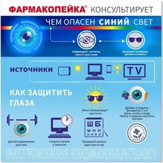 Синий свет вреден для глаз