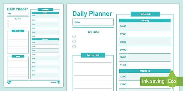 Daily Plan. Day Planner. My Daily Planner. Day Planner Sheet.