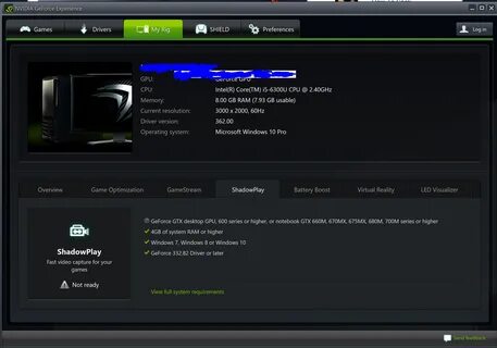 Видеокарта geforce experience