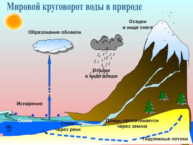 Образование облаков осадки. Мировой круговорот воды. Схема мирового круговорота воды. Круговорот воды в природе. Мировой круговорот воды в природе схема.