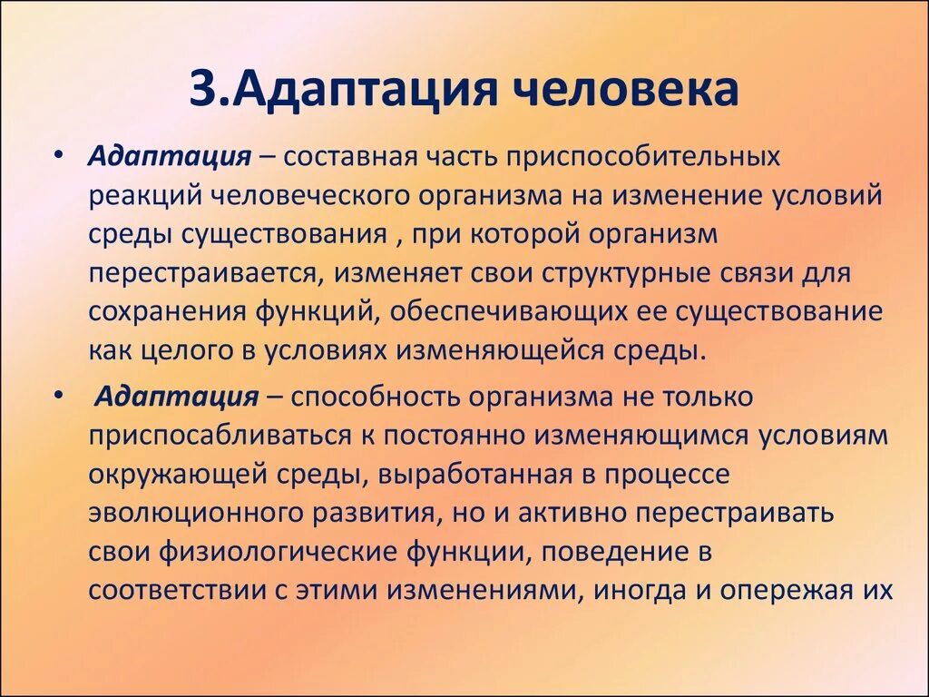 Среда жизни человека и адаптации человека. Среда жизни человека и адаптации человека