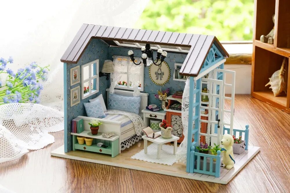 Dollhouse Miniature кукольный домик. Румбокс DIY House. Сборная модель румбокс Mini House вилла. Румбокс 1/12. Клеил домик