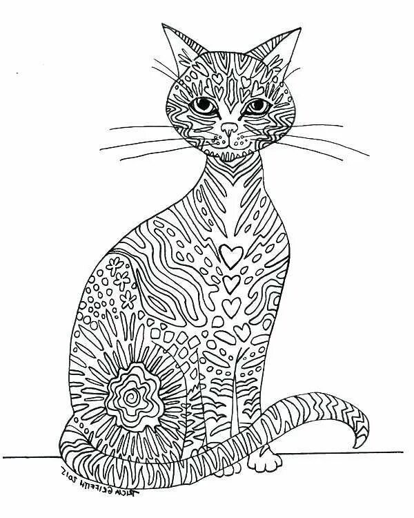 Сложные рисунки котик. Кошки. Раскраска. Раскраска антистресс котики. Кошечка с узорами раскраска. Кошка узор.