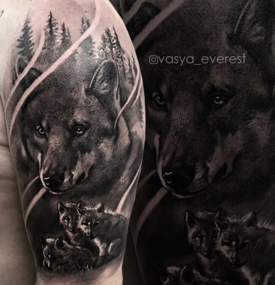 волчица с волчатами тату эскиз. волк зарисовка. тату волчонок животное. тату волк и волчонок. ьату волчица с волченком.