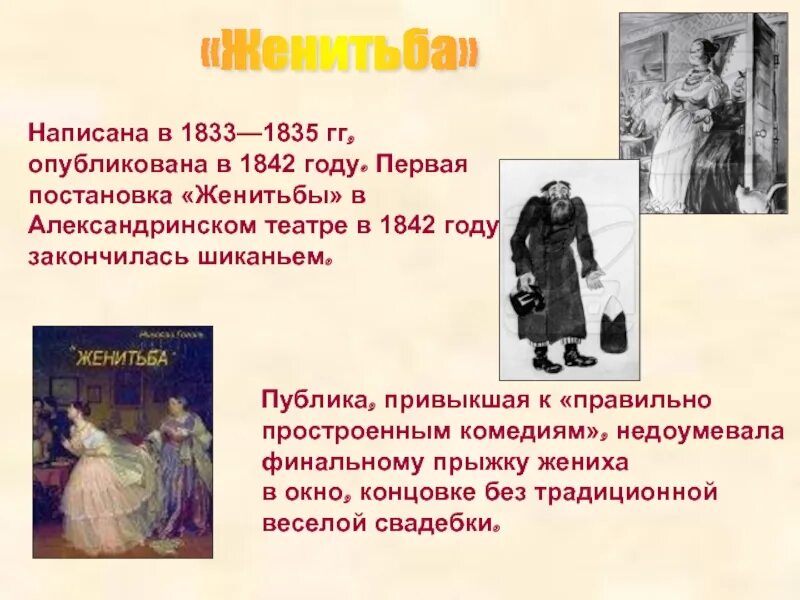 Первая постановка "женитьбы" в Александринском театре в 1842 году. Женитьба в Александрийском театре. Постановки Гоголя. Гоголь и театр презентация.