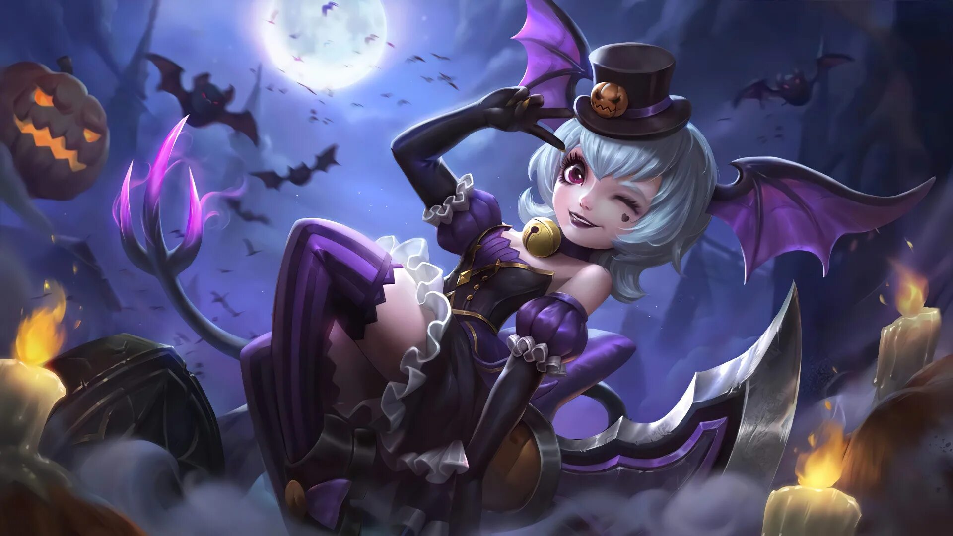Облик хэллоуин мобайл. Нана мобайл легендс. mobile legends bang bang нана. нана арт mobile legends. нана вечеринка на кладбище mobile legends.